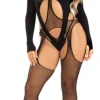 Leg Avenue - Ensemble Body Deux Pièces avec Col Halter - Noir