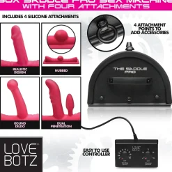 LOVE BOTZ - 50X Saddle Pro Machine Sexuelle avec 4 Accessoires - Noir