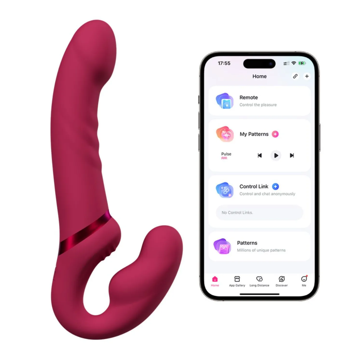 Lovense - Lapis Gode Ceinture Sans Bretelles - Rose