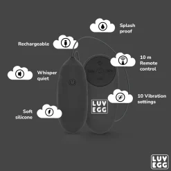 LUV EGG - Œuf Vibrant avec télécommande - Noir