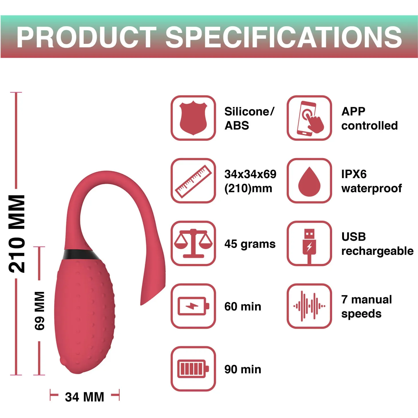 Magic Motion - Vibromasseur connecté Fugu - rouge