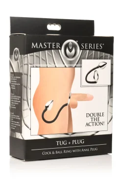 Master Series - Tug + Plug Anneau pour Pénis et Testicules avec Plug Anal - Noi