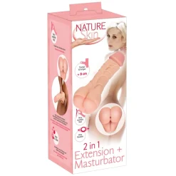 Nature Skin - Extension pour Pénis et Masturbateur 2-en-1 - 21 cm