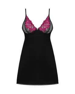 Obsessive - Babydoll et String Rosenty - Noir/Violet
