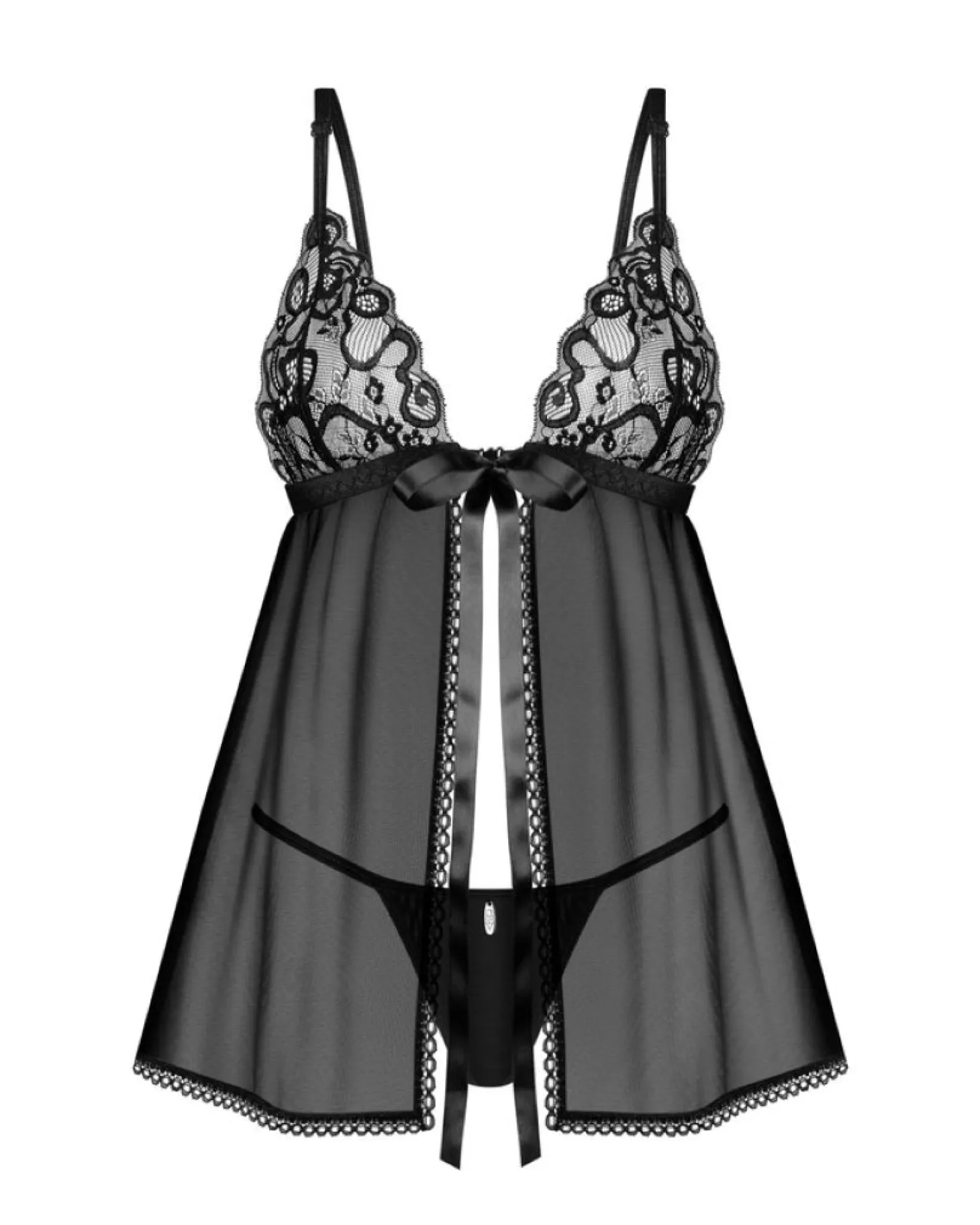 Obsessive - Blomentis Babydoll et String - Noir