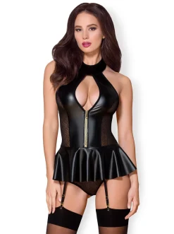 Obsessive – 859-COR-1 Corset & String – Noir