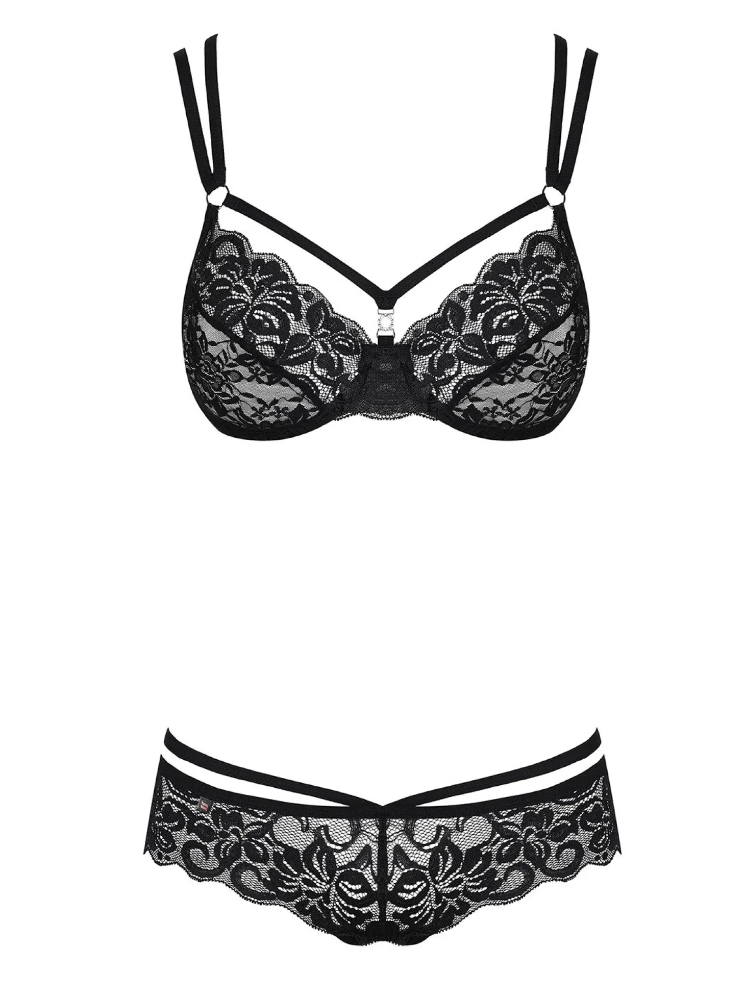Obsessive - 2-Delige Kanten BH Set - Zwart