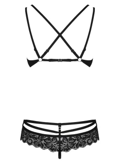 Obsessive - 2-Delige Kanten BH Set - Zwart