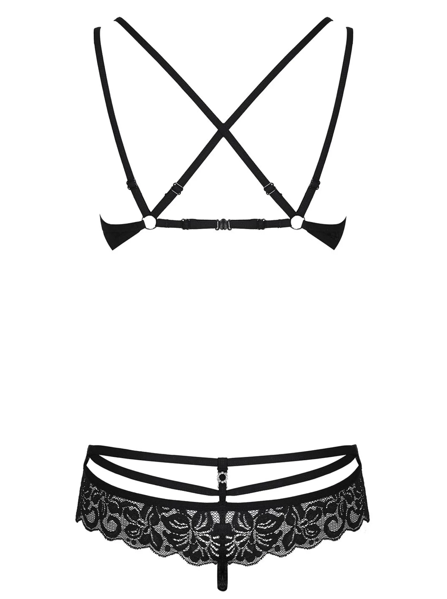 Obsessive - 2-Delige Kanten BH Set - Zwart