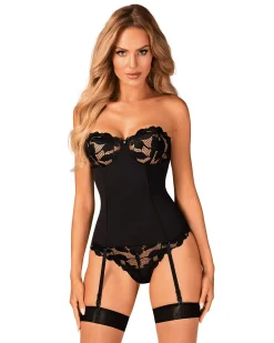 Obsessive - Editya Somptueux corset avec jarretelles - Noir