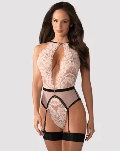 Obsessive - Lilines Teddy Porte-Jarretelles - Rose