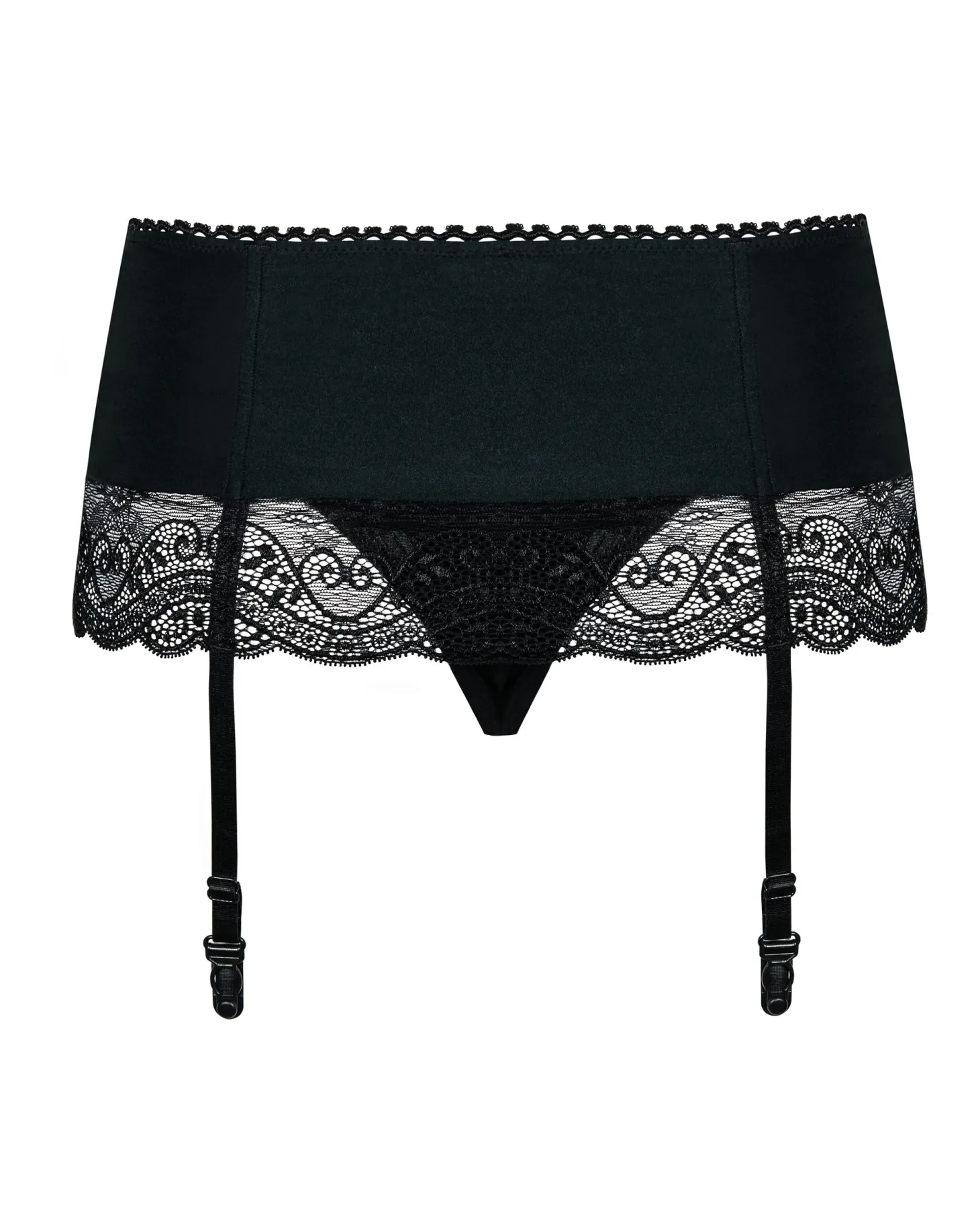 Obsessive - Miamor Jarretel Gordel Met String - Zwart