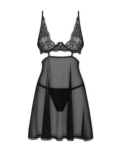 Obsessive - Nutris Babydoll et String - Noir