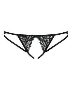 Obsessive - Picantina String ouvert à l'entrejambe - Noir