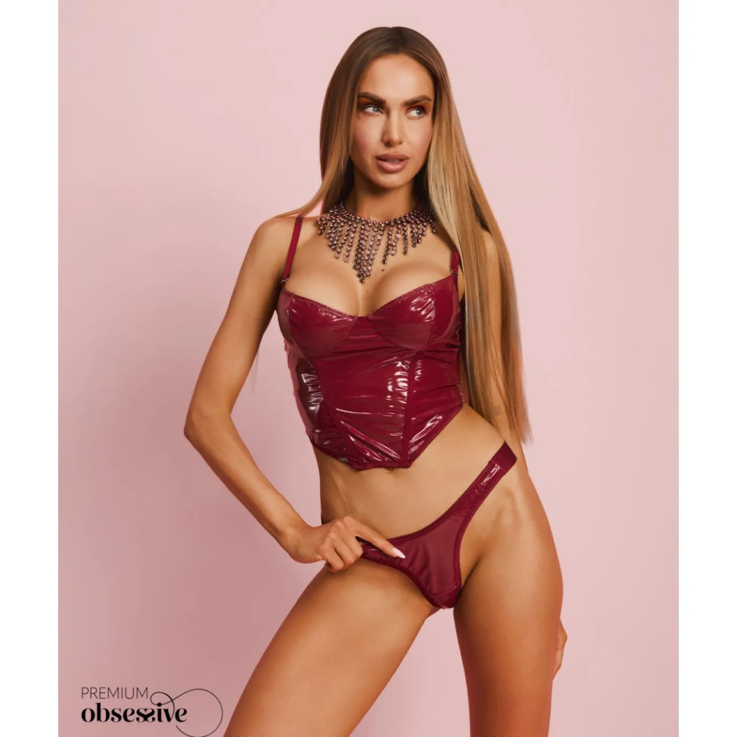 Obsessive - Redya Corset et String - Rouge
