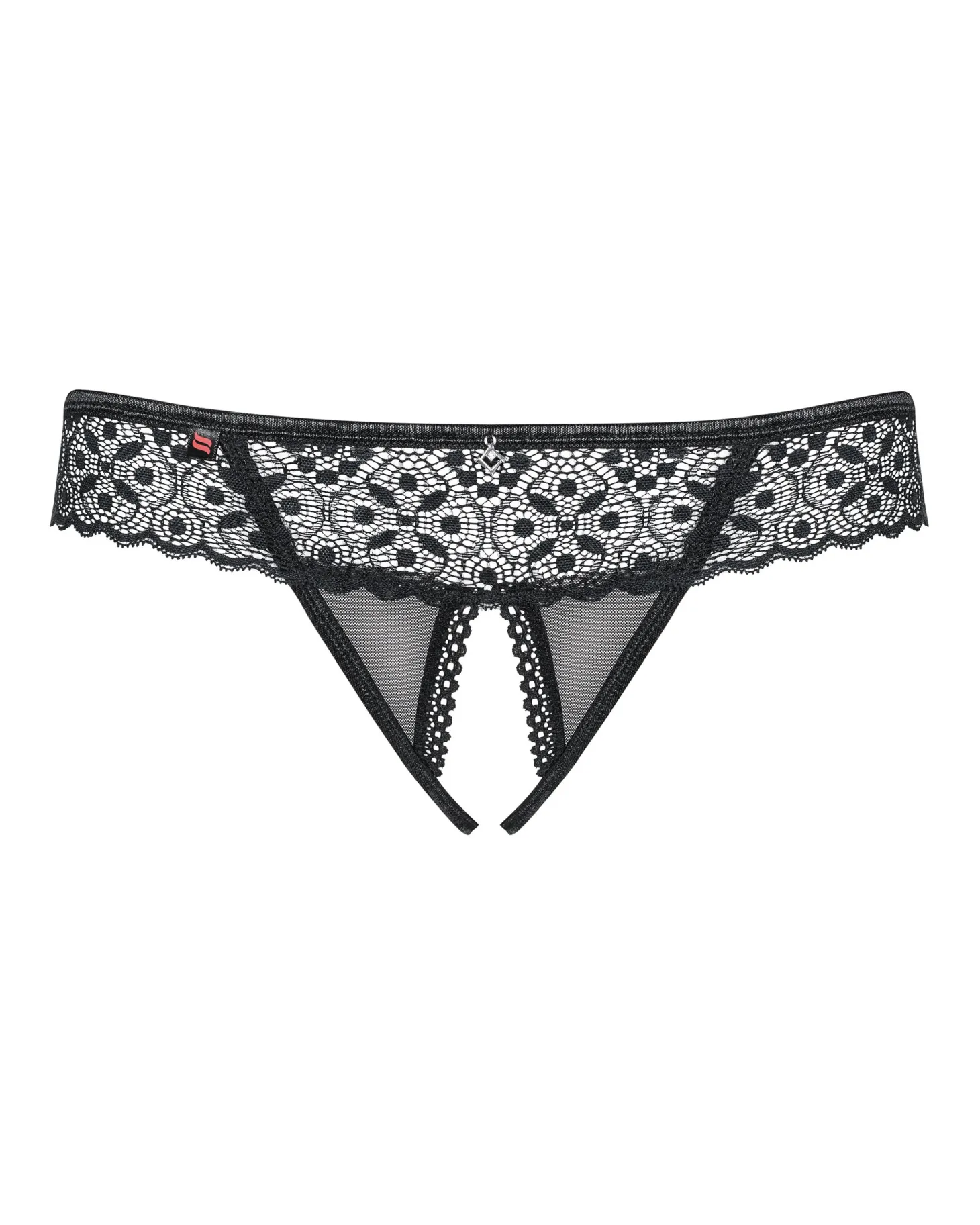 Obsessive - Shibu String ouvert à l'entrejambe - Noir