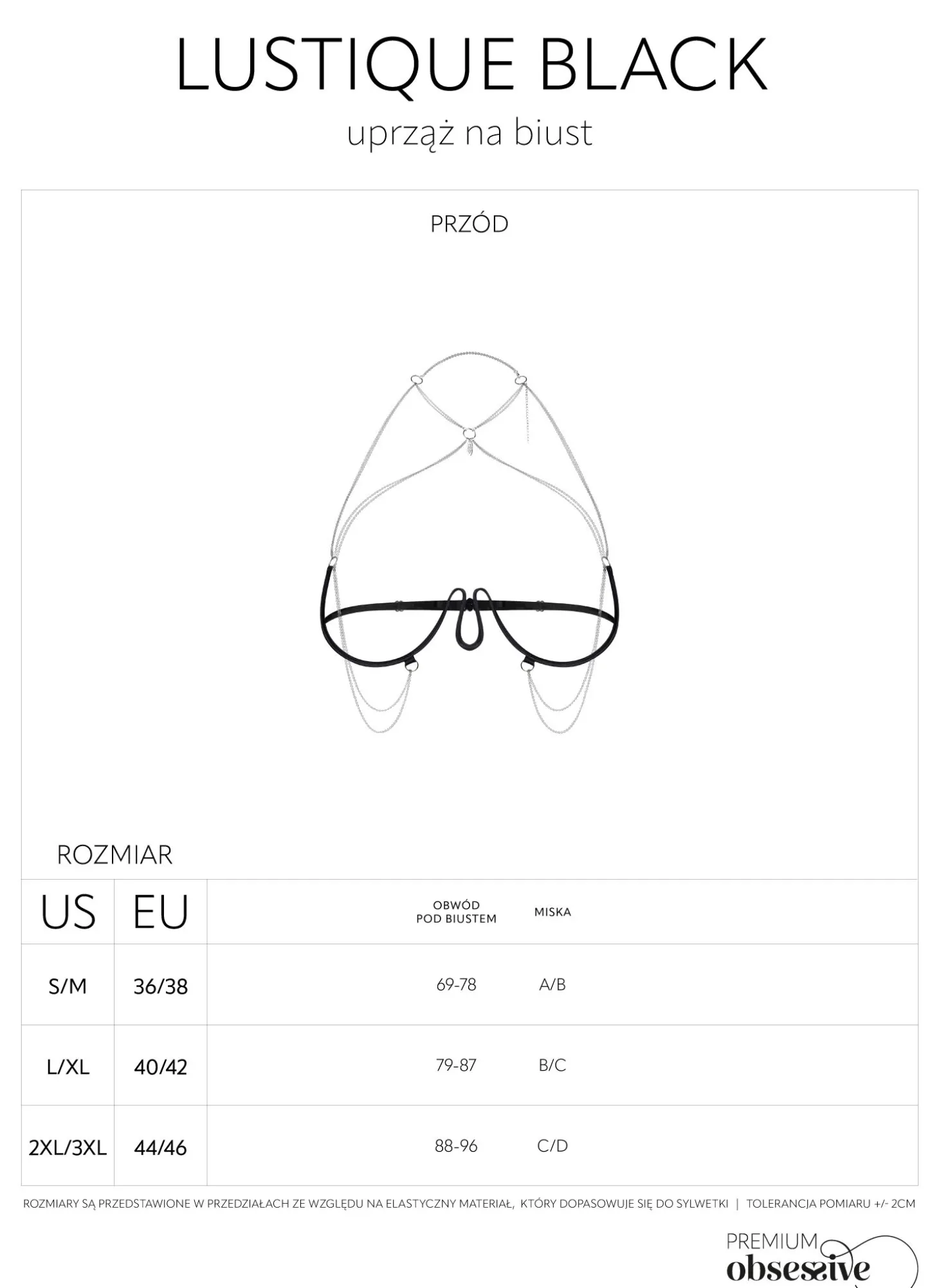 Obsessive – Soutien-gorge Harnais Lustique – Noir