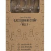 Paille en Verre en Forme de Pénis avec Brosse de Nettoyage Willy - 4 pièces