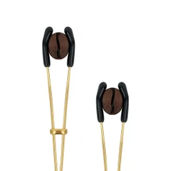 Pinces à mamelons dorées avec des perles noires