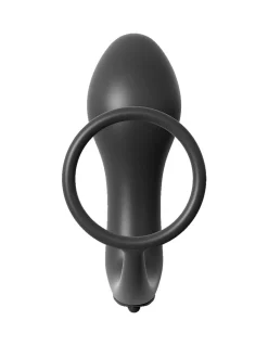PIPEDREAM – Ass-Gasm Cockring avec Plug Vibrant – Noir