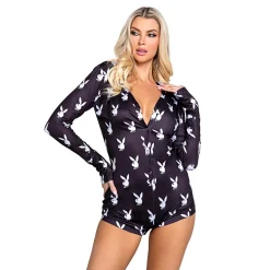 Playboy Lingerie - Combinaison Slumber Bunny - Noir