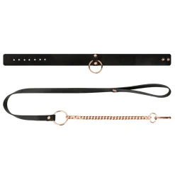 Rosy Gold - Collier avec laisse détachable - Noir