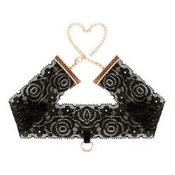 Rosy Gold - Menottes en Dentelle et Collier - Noir