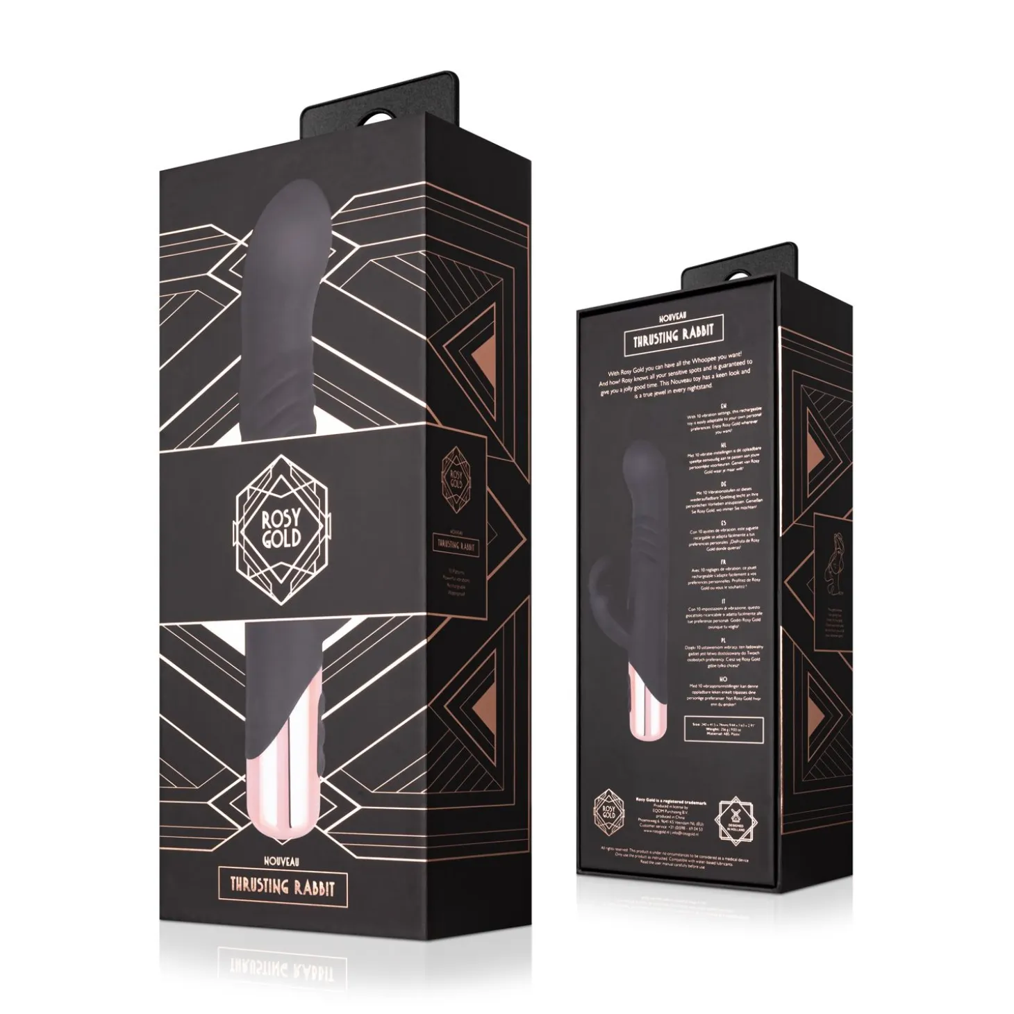 Rosy Gold - Rabbit Vibrateur avec fonction de va-et-vient - Noir