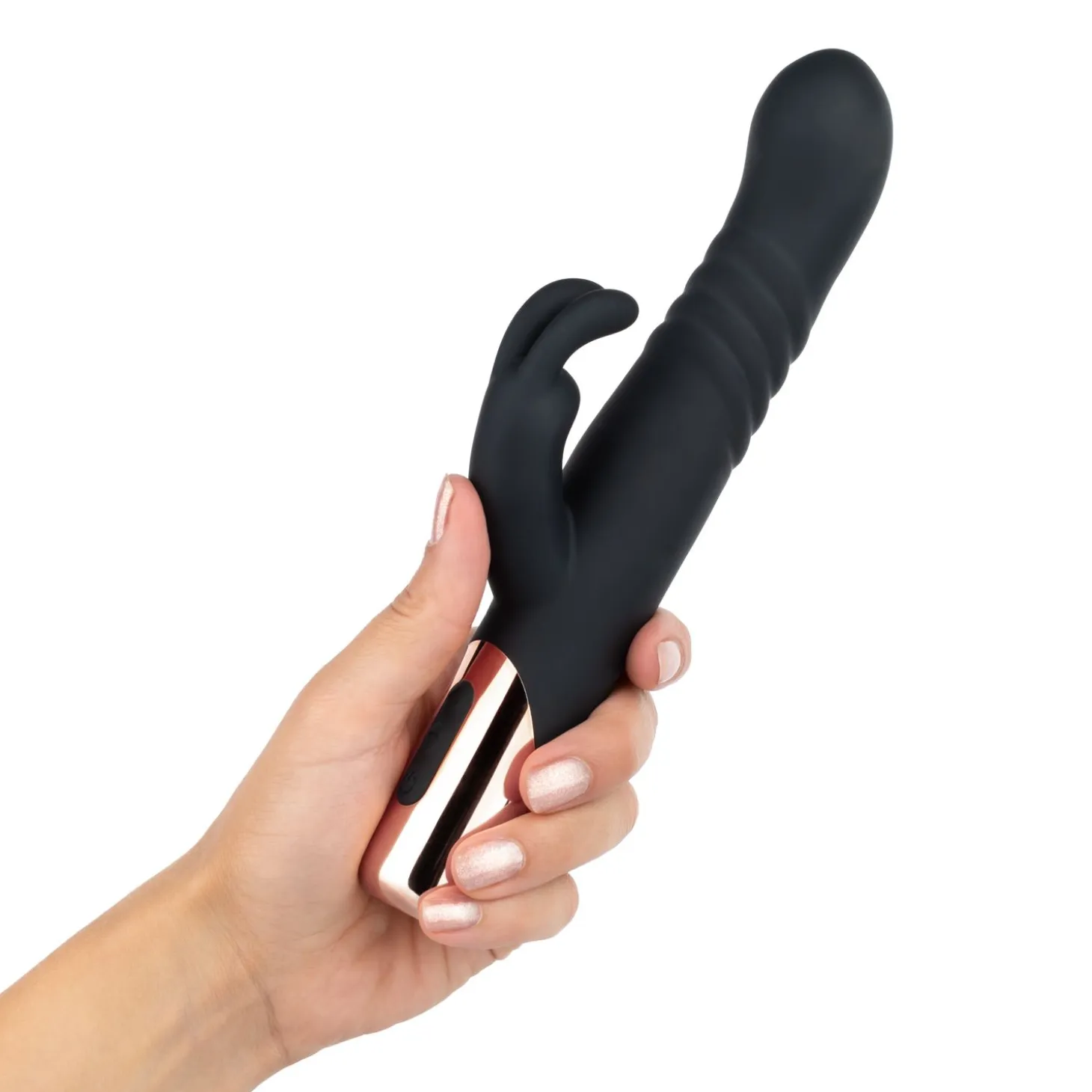 Rosy Gold - Rabbit Vibrateur avec fonction de va-et-vient - Noir