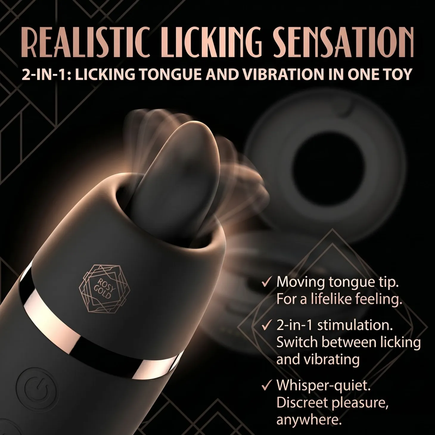 Rosy Gold – Stimulateur Léchage avec Boîtier Luxe – Noir