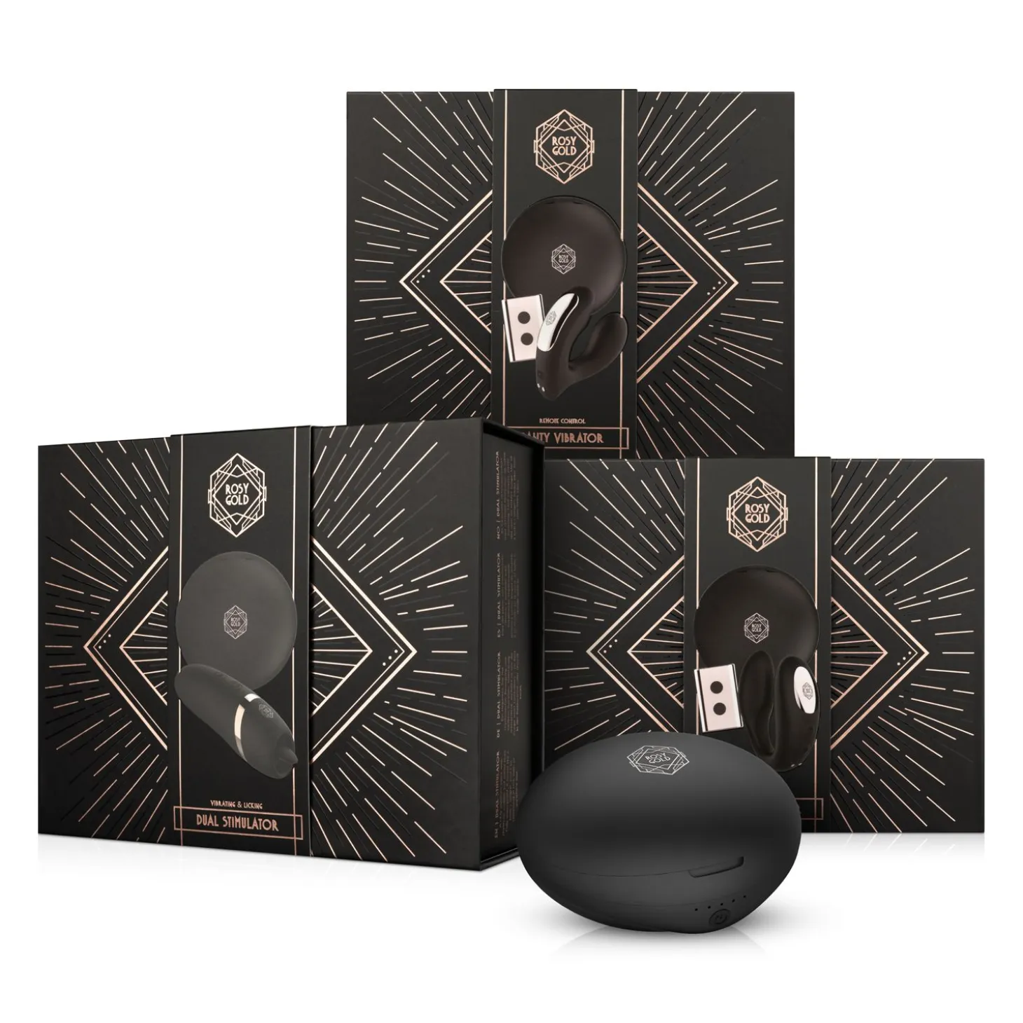 Rosy Gold – Stimulateur Léchage avec Boîtier Luxe – Noir