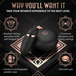Rosy Gold – Stimulateur Léchage avec Boîtier Luxe – Noir