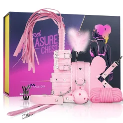 Secret Pleasure Chest X Bedroom Fantasies - BDSM débutant·es 10 accessoires - Rose