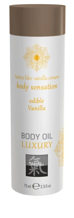 Shiatsu - Huile corporelle de luxe comestible à la vanille - 75 ml