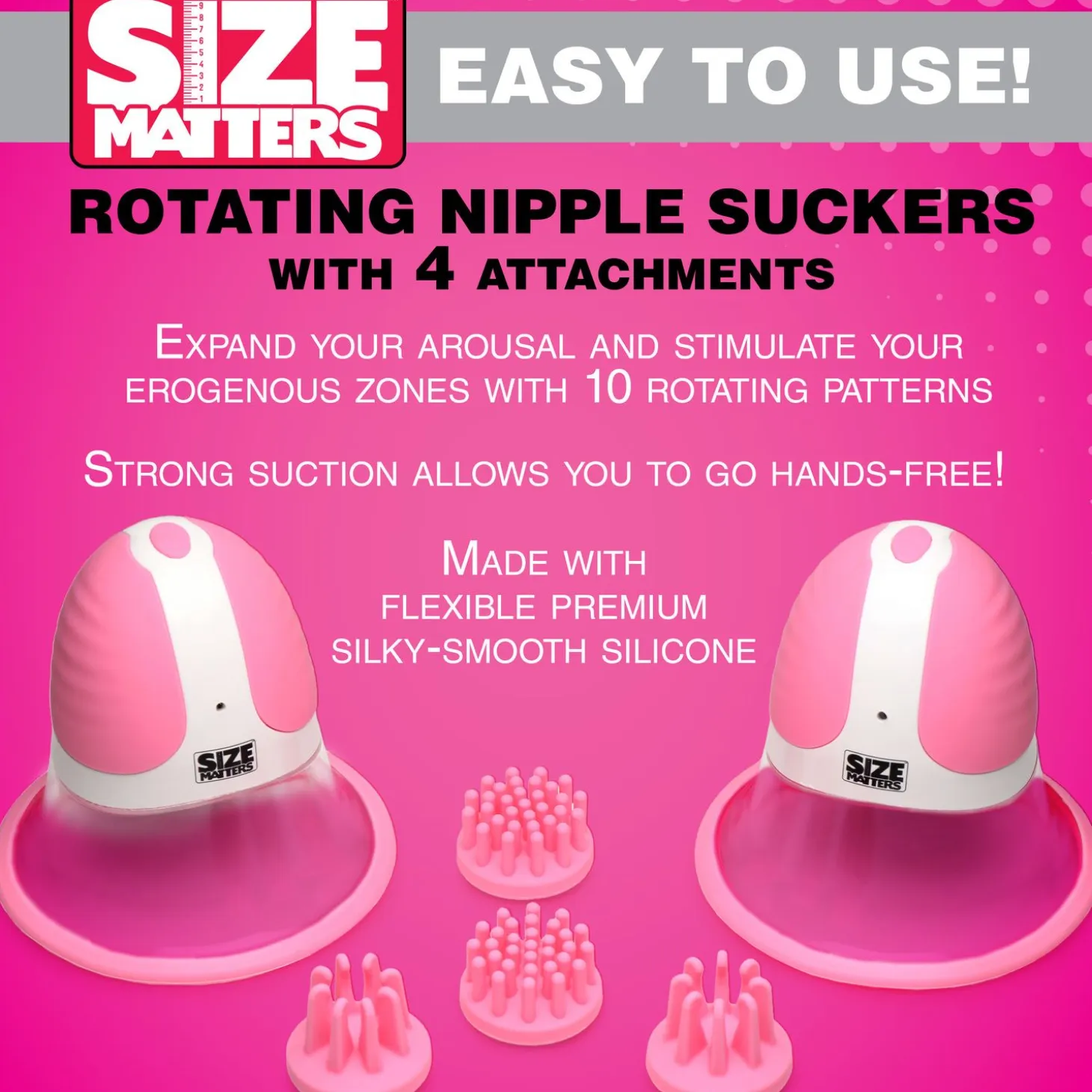 SIZE MATTERS - Stimulateurs de Mamelons - 4 Embouts