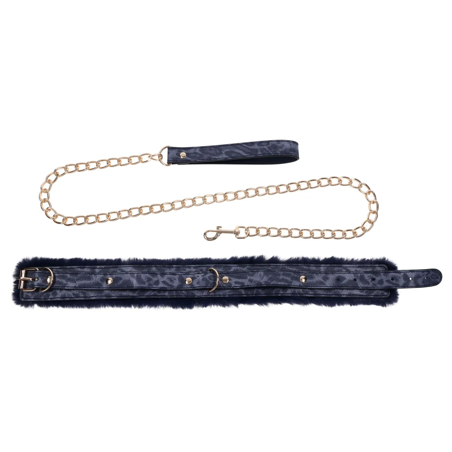 Sportsheets - Collier et Laisse en Fourrure Cougar - Noir