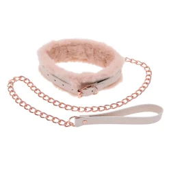Sportsheets – S&M Peaches ‘n CreaMe Collier en Fourrure & Laisse – Crème