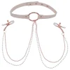 Sportsheets – S&M Peaches ‘n CreaMe Collier avec Pinces à Tétons – Cream
