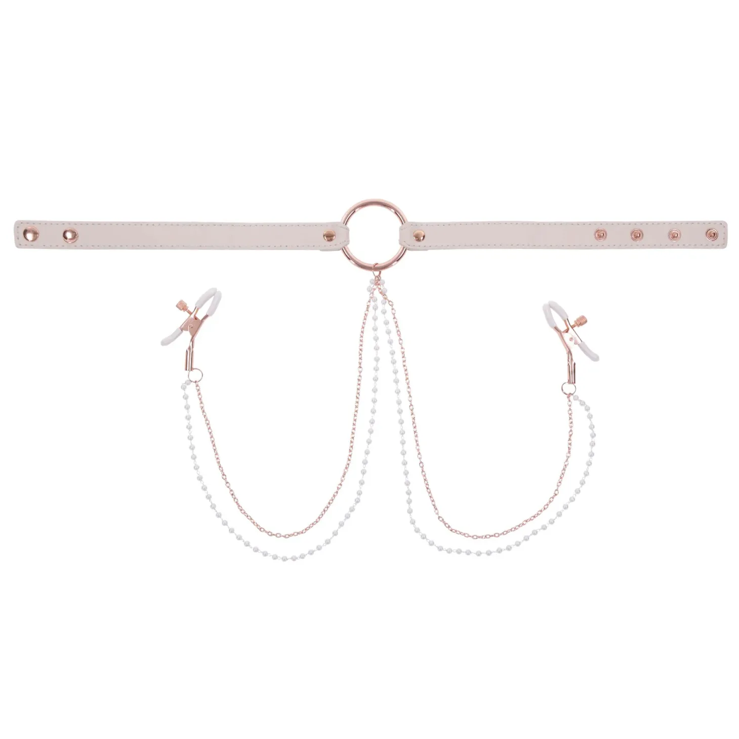 Sportsheets – S&M Peaches ‘n CreaMe Collier avec Pinces à Tétons – Cream
