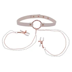 Sportsheets – S&M Peaches ‘n CreaMe Collier avec Pinces à Tétons – Cream
