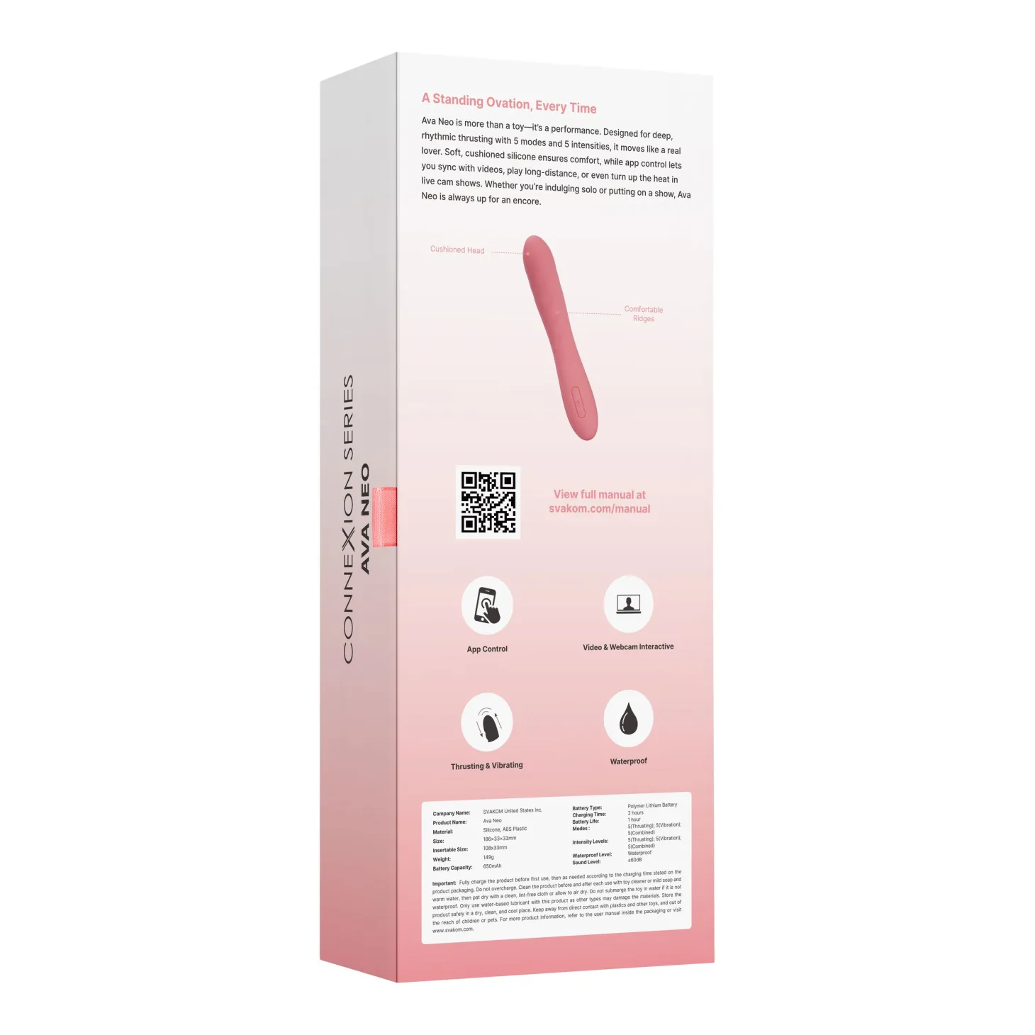 SVAKOM - Vibromasseur va-et-vient connecté "Ava Neo" - Pêche