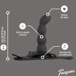 Teazers – Ensemble Harnais Strap-On Silicone – Noir