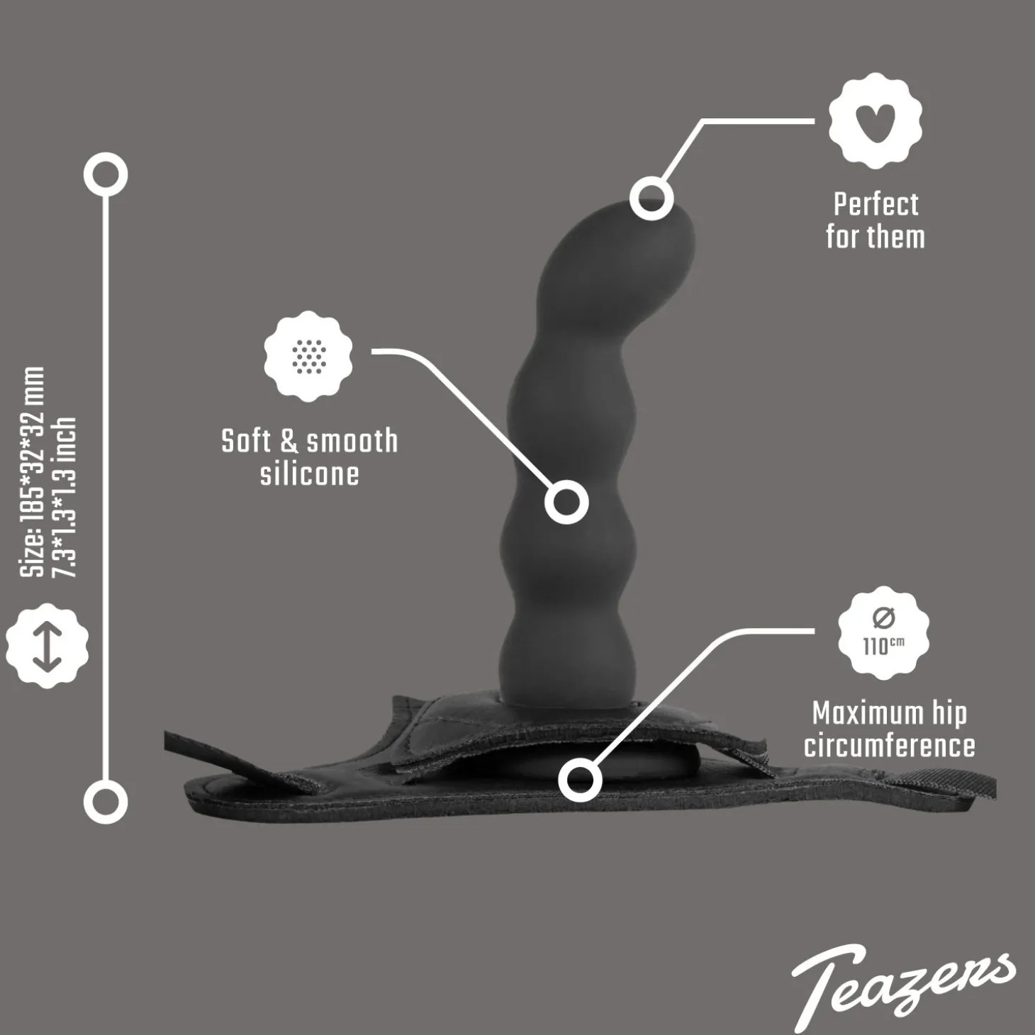Teazers – Ensemble Harnais Strap-On Silicone – Noir