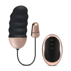 Teazers - Œuf vibrant nervuré de forme aplatie avec télécommande - Noir