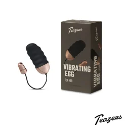 Teazers - Œuf vibrant nervuré de forme aplatie avec télécommande - Noir