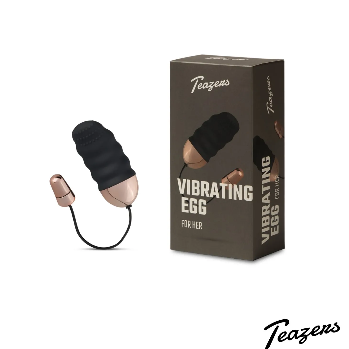 Teazers - Œuf vibrant nervuré de forme aplatie avec télécommande - Noir