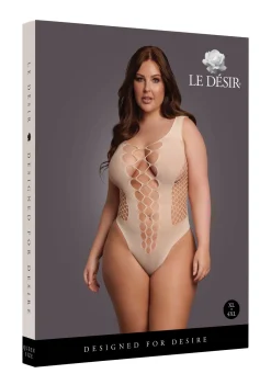 Teddy à col en V avec des bandes ouvertes - Beige