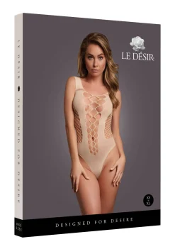 Teddy à col en V avec des bandes ouvertes - Beige