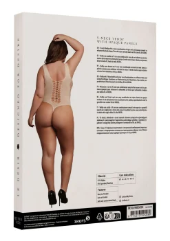 Teddy à col en V avec des bandes ouvertes - Beige