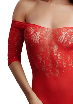 Teddy sans entrejambe en strass - Rouge